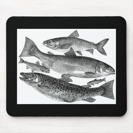 Vintage Fischdrucke Mousepad (Vorne)