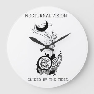 Vintage-Fische-Astrologie-Linienkunst Große Wanduhr