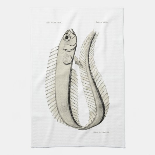 Vintage Fische der Wissenschafts-NZ - rotes Geschirrtuch (Vertikal)