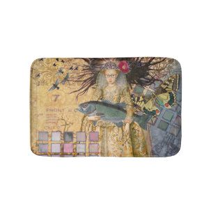 Vintage Fische Frau Gothic Klassiker Badematte