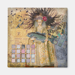 Vintage Fische Frau Gothic Klassiker Magnet