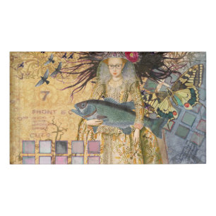 Vintage Fische Frau Gothic Klassiker Namenschild