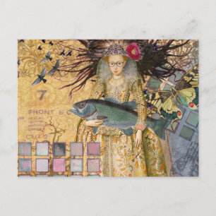 Vintage Fische Frau Gothic Klassiker Postkarte