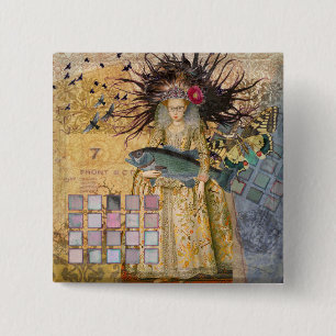 Vintage-Fische-Frau-Gotik-Klassiker  Button