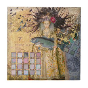 Vintage-Fische-Frau-Gotik-Klassiker Fliese