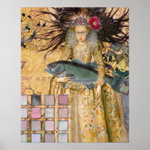 Vintage-Fische-Frau-Gotik-Klassiker Poster