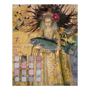 Vintage-Fische-Frau-Gotik-Klassiker Poster