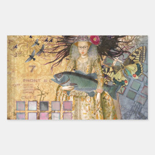 Vintage-Fische-Frau-Gotik-Klassiker Rechteckiger Aufkleber