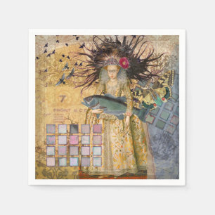 Vintage-Fische-Frau-Gotik-Klassiker Serviette
