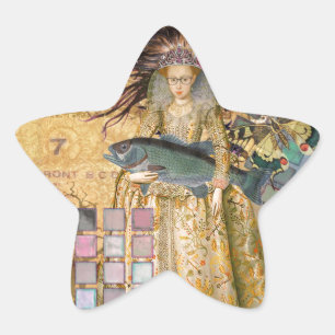 Vintage-Fische-Frau-Gotik-Klassiker Stern-Aufkleber