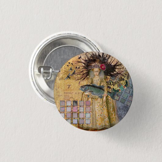 Vintage Fische Gotische Klassik Button (Vorne & Hinten)