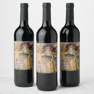 Vintage Fische Gotische Klassik Weinetikett