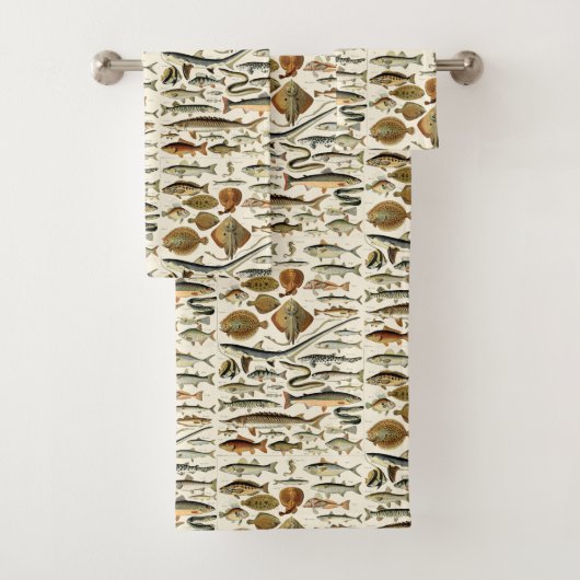 Vintage-Fische von Adolphe Millot Badhandtuch Set (Insitu)