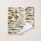 Vintage-Fische von Adolphe Millot Badhandtuch Set (Waschlappen)
