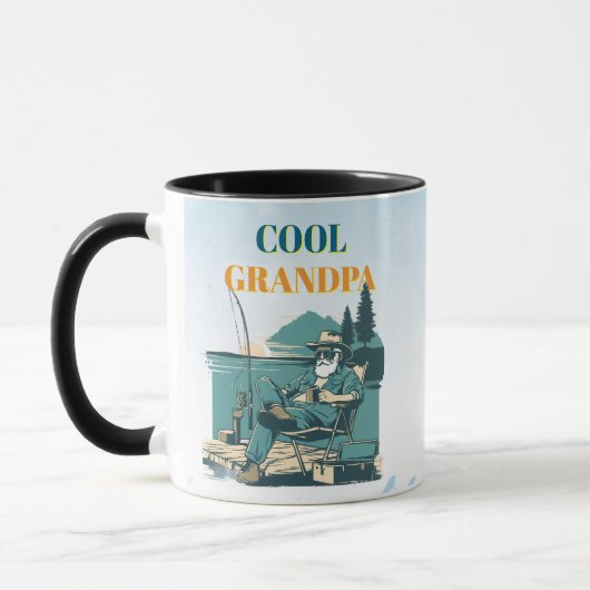 Vintage-Fischer am Dock Retro-Angler-Design Tasse (Links)
