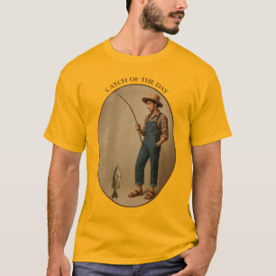 Vintage Fischer mit einer Astangel und Fisch URM T-Shirt