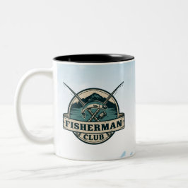 Vintage-Fischerclub Retro-Berggrafik  Zweifarbige Tasse