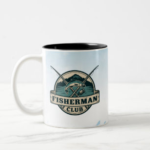 Vintage-Fischerclub Retro-Berggrafik Zweifarbige Tasse