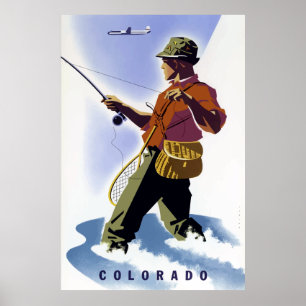 Vintage Fischerei auf Colorado Poster