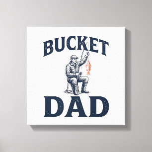 Vintage-Fischerei-Design für Bucket Dad_1 Leinwanddruck