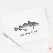 Vintage Fischerei - Kabeljau Ovaler Aufkleber (Umschlag)
