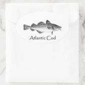 Vintage Fischerei - Kabeljau Ovaler Aufkleber (Tasche)