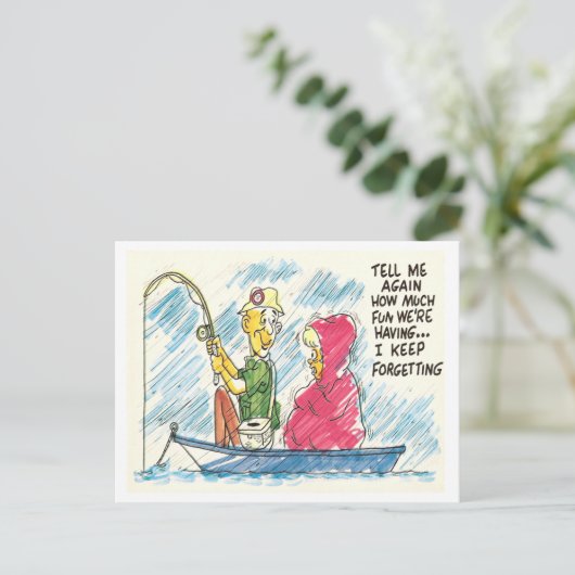 Vintage Fischerei Postkarte (Stehend Vorderseite)