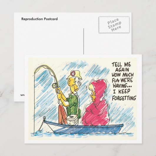 Vintage Fischerei Postkarte (Vorne/Hinten)