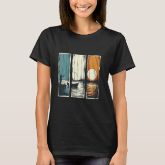 Vintage Fischerei Sunset Lake Pier Entspannen Fisc T-Shirt