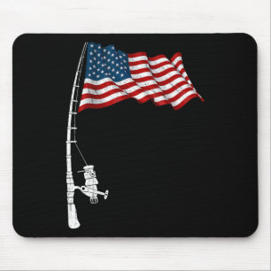 Vintage Fischerei unter amerikanischer Flagge Funn Mousepad