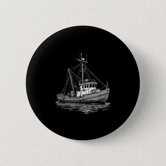 Vintage-Fischereiboot – Schifffahrt und nautisch Button (Vorderseite)