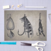 Vintage Fischfangmengen auf Sepia-Decoupage Seidenpapier (Handwerk)