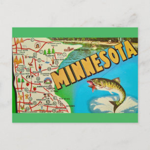 Vintage Fischkarte von Minnesota  Postkarte