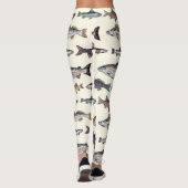 Vintage Fischzeichnungen, nahtlos. Leggings (Rückseite)