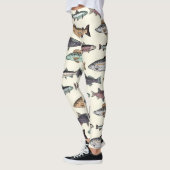Vintage Fischzeichnungen, nahtlos. Leggings (Links)
