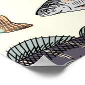 Vintage Fischzeichnungen, nahtlos. Poster (Ecke)