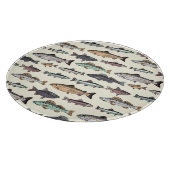 Vintage Fischzeichnungen, nahtlos. Schneidebrett (Ecke)