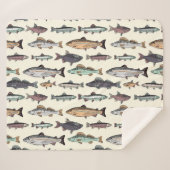 Vintage Fischzeichnungen, nahtlos. Sherpadecke (Vorderseite (Horizontal))