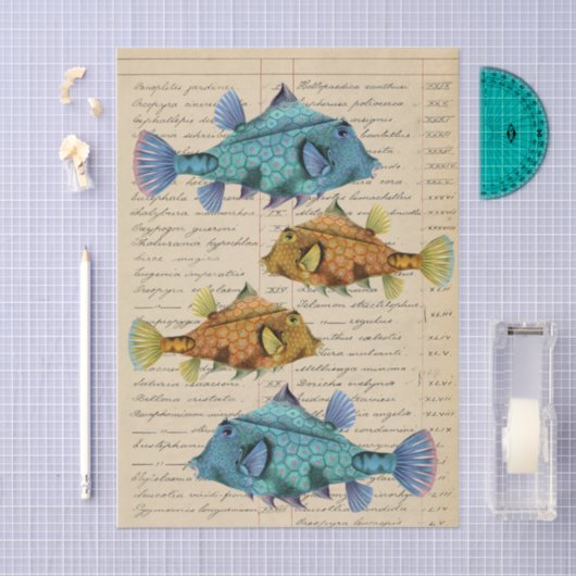 Vintage Fish decoupage Seidenpapier (Handwerk)