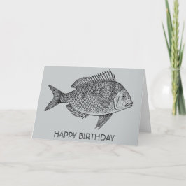 Vintage fish nautical marine art birthday karte