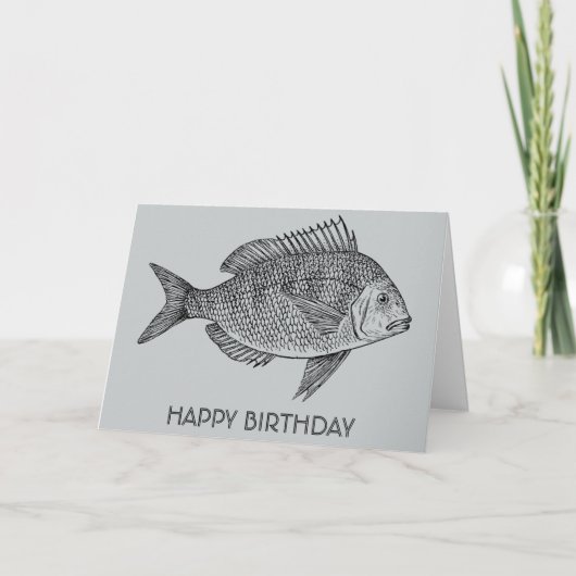 Vintage fish nautical marine art birthday karte (Vorderseite)