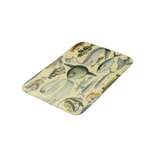 Vintage Fish Scientific Fishing Art Badematte (Schrägansicht)