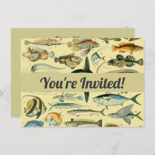 Vintage Fish Scientific Fishing Art Einladung