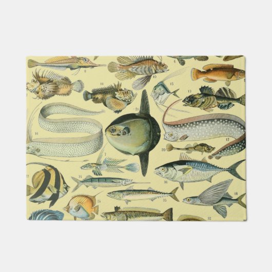 Vintage Fish Scientific Fishing Art Fußmatte (Vorderseite)