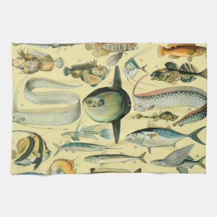 Vintage Fish Scientific Fishing Art Geschirrtuch