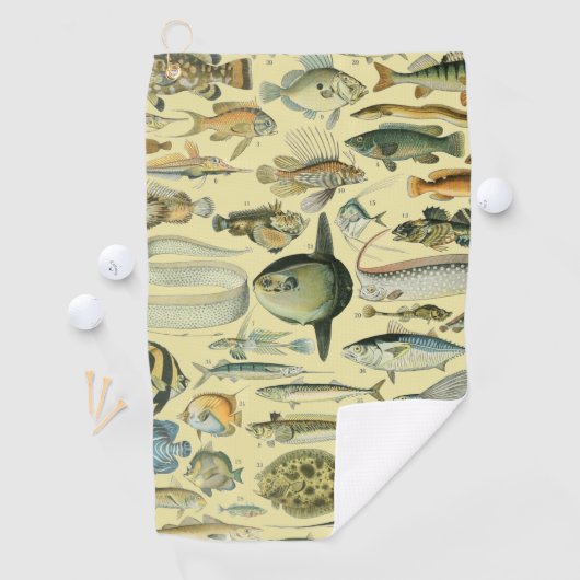 Vintage Fish Scientific Fishing Art Golfhandtuch (Insitu)
