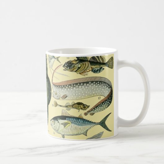 Vintage Fish Scientific Fishing Art Kaffeetasse (Rechts)
