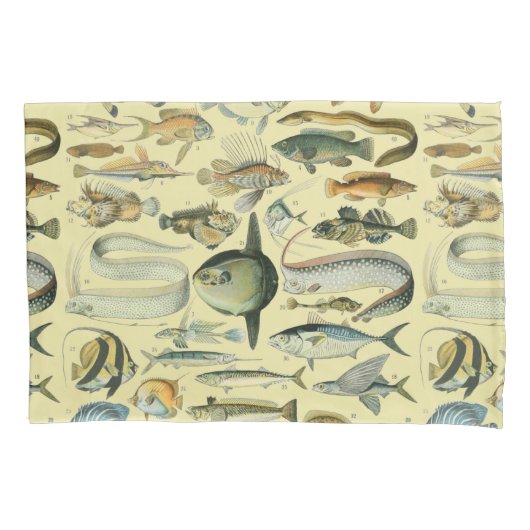 Vintage Fish Scientific Fishing Art Kissenbezug (Vorderseite)