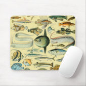 Vintage Fish Scientific Fishing Art Mousepad (Mit Mouse)