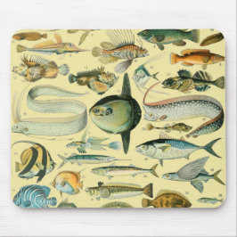 Vintage Fish Scientific Fishing Art Mousepad
